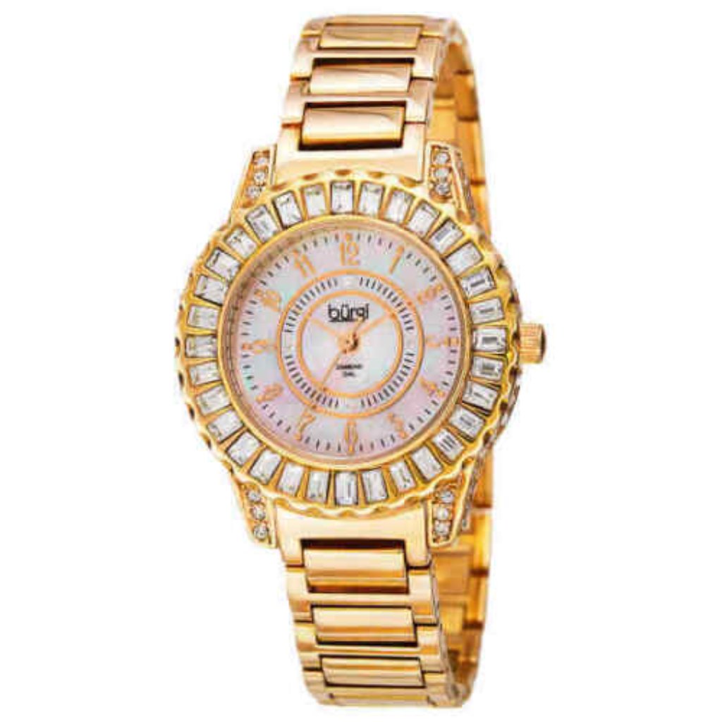 Burgi Bur095yg GoldTone Brass Mother Of Pearl Dial Diamond Ladies Watch 595